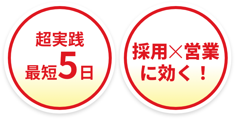 2つの特徴：超実践最短5日／採用✕営業に効く！