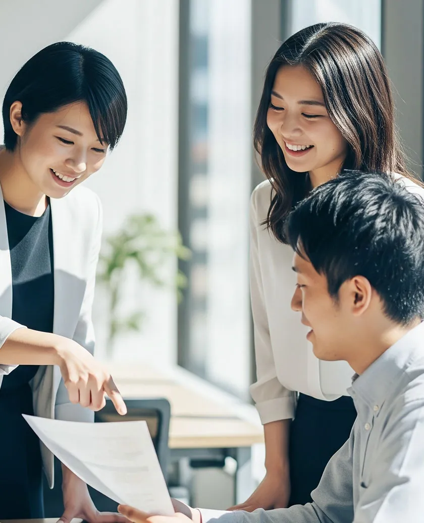 オフィスで打ち合わせする様子